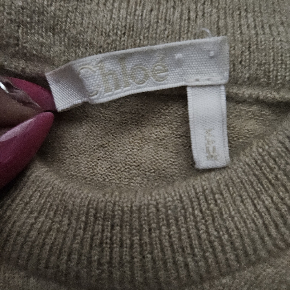 Chloe Beige Tie Front Women's Sweater Xs - Picture 3 of 4